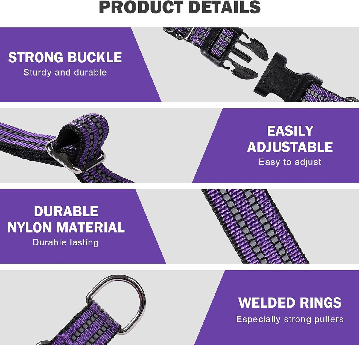 Hikiko adjustable pet training collar stainless steel hardware view
