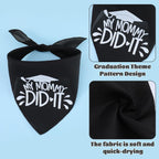 Black pet graduation bandana scarf printed text detail view