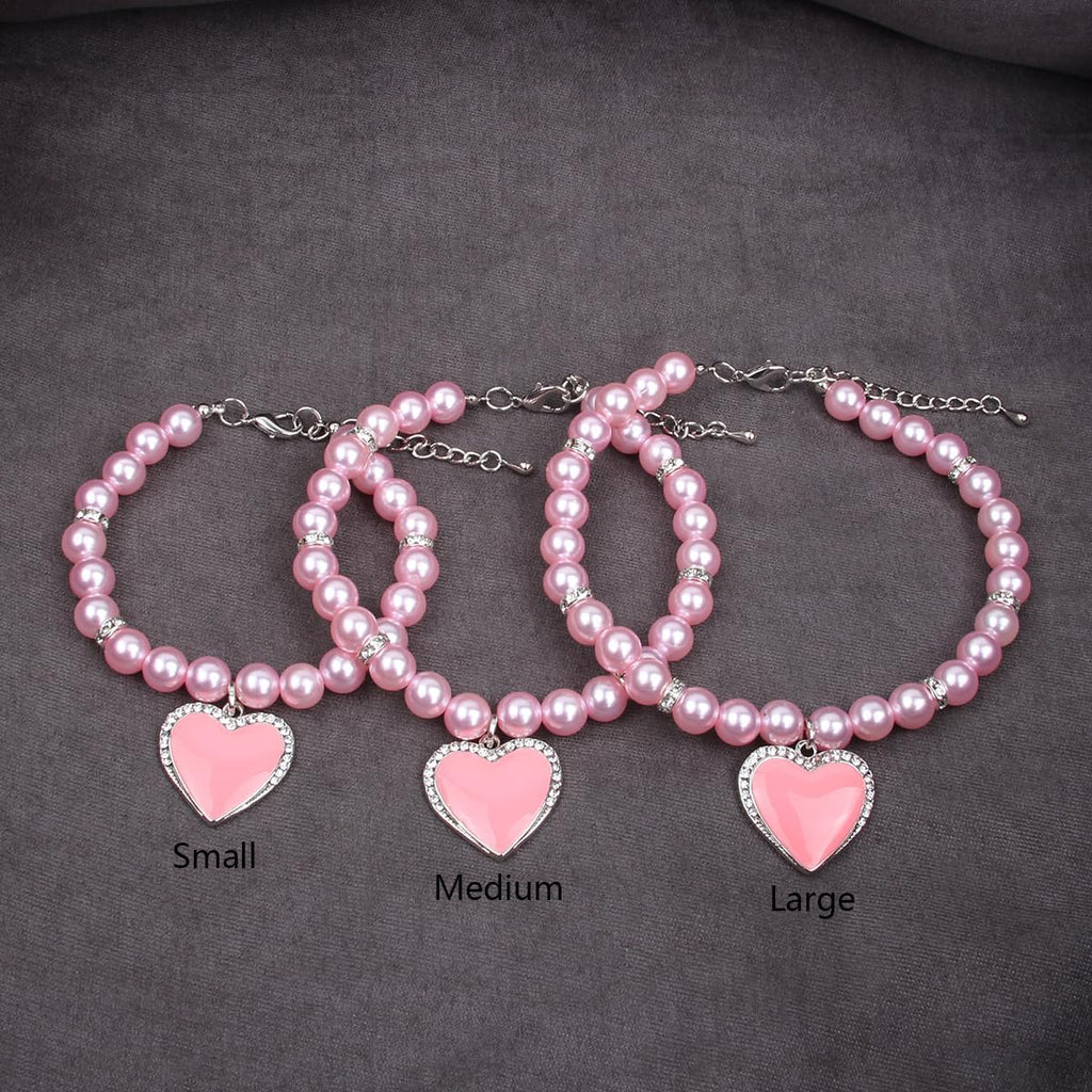 Handmade artificial pearl strand collar accessory for small dogs and cats.