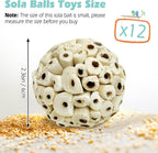 Twelve pack of PINVNBY sola balls for parakeets and cockatiels