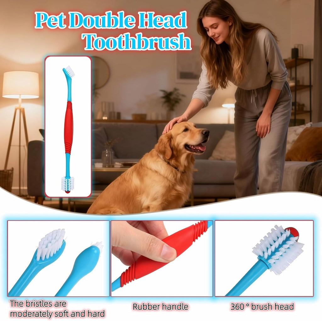 Close up of yayaboqu double headed pet toothbrush bristles
