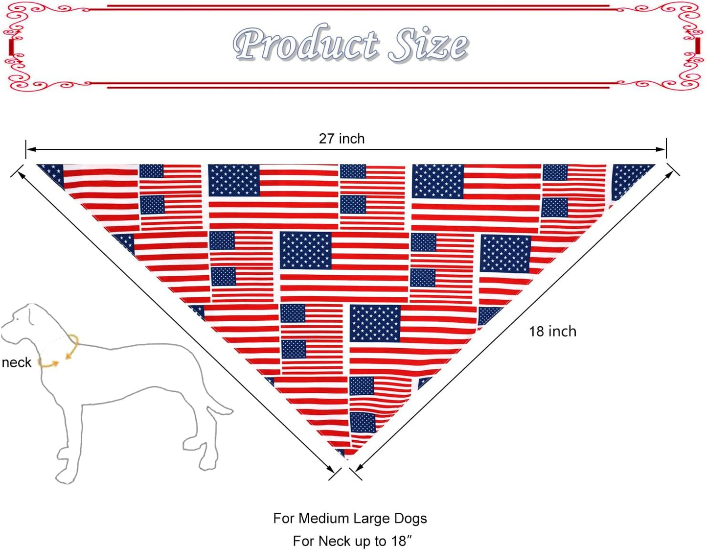 CozyHaus patriotic fourth of July dog scarf side view festive dog clothing.