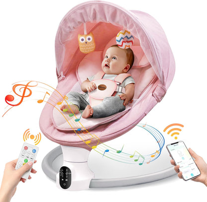 Smelluck electric baby swing in pink front view