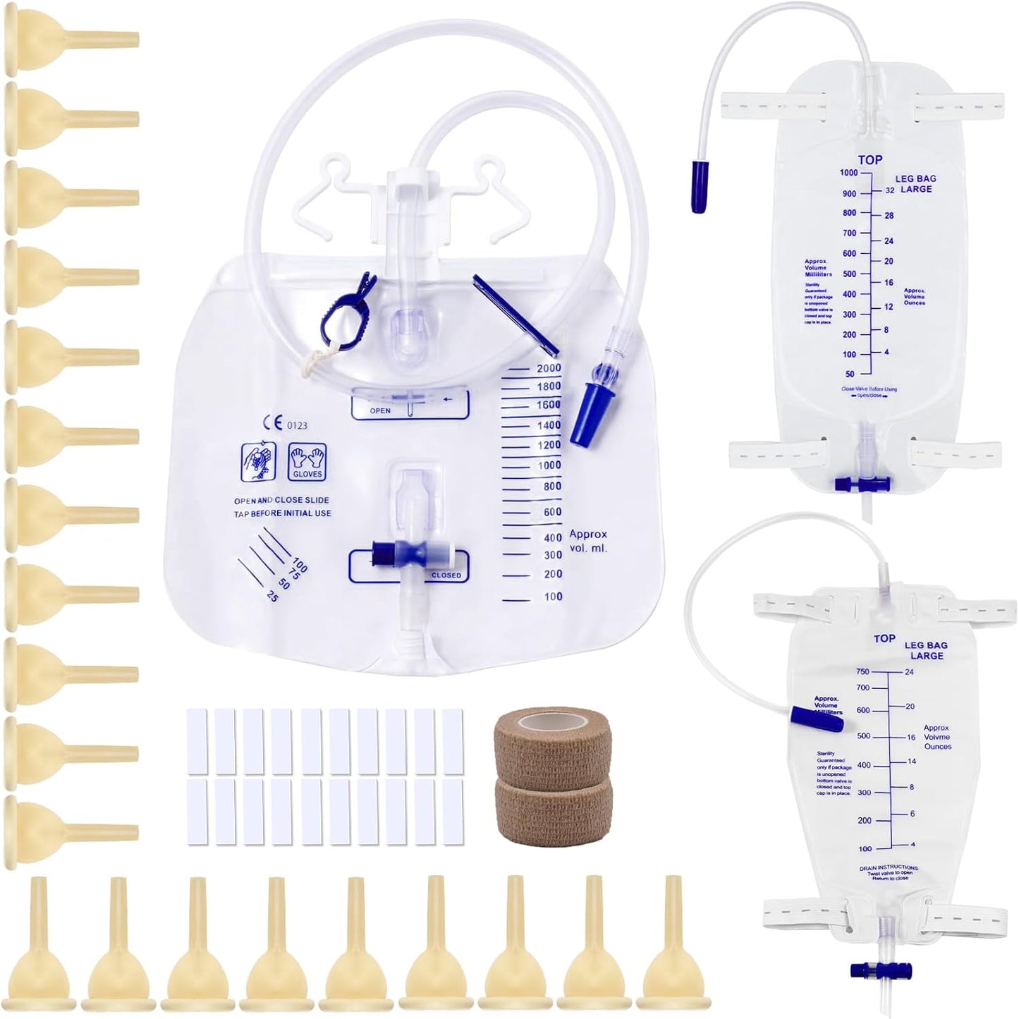 Cozii external male catheter kit with drainage bags and accessories