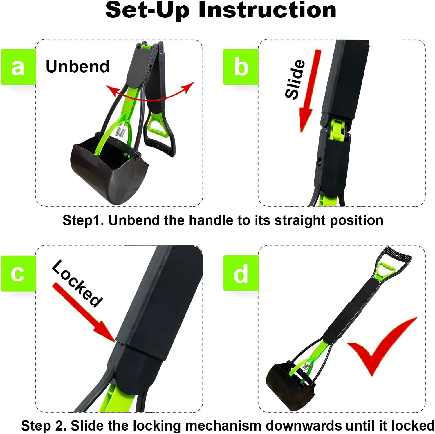 Two pack of Axincanaan foldable claw design pooper scoopers side view.