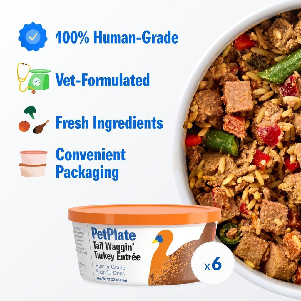 Case of 6 PetPlate Tail Waggin Turkey Entree cups