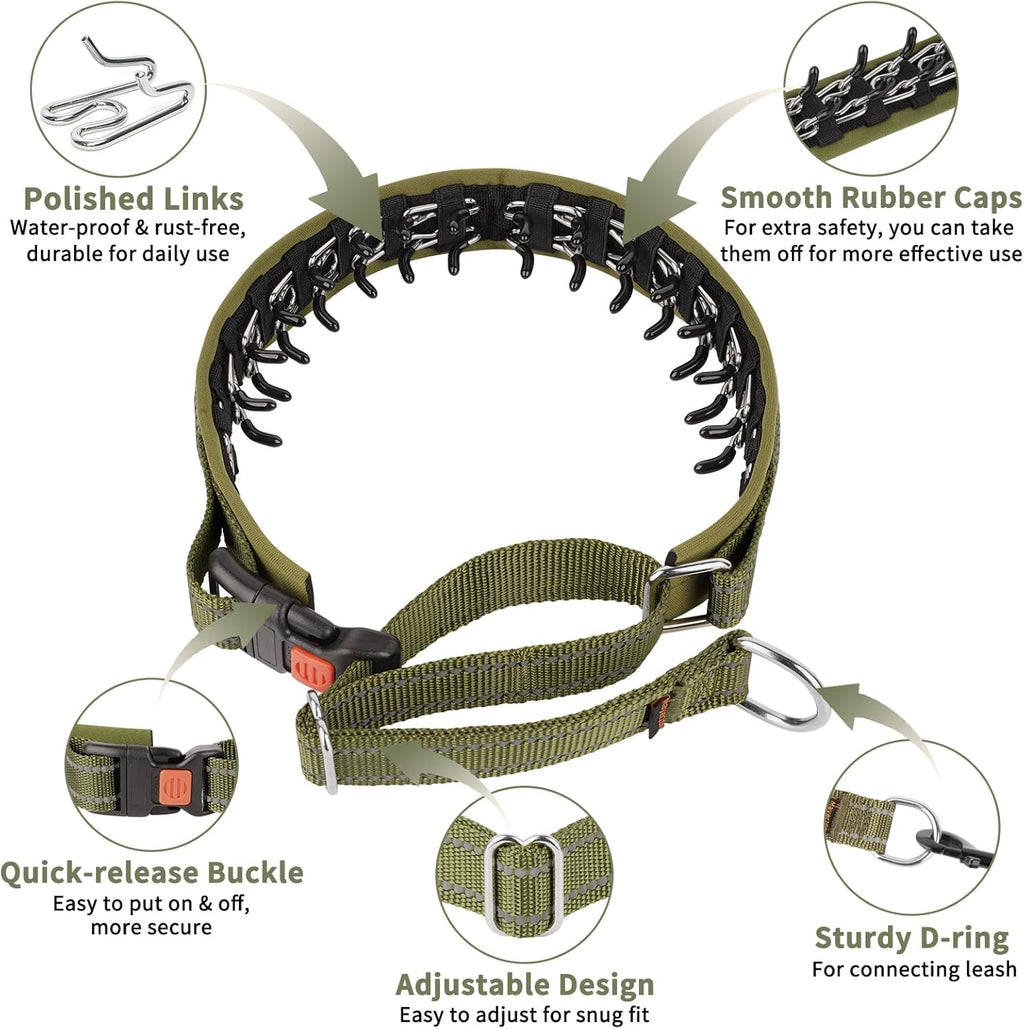 Mayerzon Martingale No Pull Collar for Medium Large Dogs German Shepherd Doberman Pitbull, Patented Anti Pull Correction Dog Collar for Safety Walking Training, Reflective, Adjustable(M/L, Army Green) - Image 3
