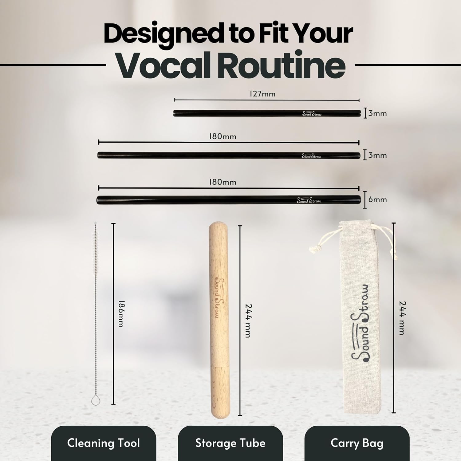 SoundStraw voice trainer tool pack highlighting the elegant portable packaging.