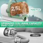 FIXR dog vacuum for shedding showing the low-noise motor design and extended flexible hose.