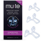 Rhinomed Mute Nasal Dilator Starter Pack front view showing three different sizes for snoring relief.