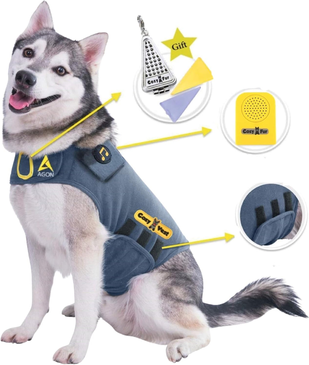 CozyVest(R) Dog Anxiety Vest 3-in-1 Music & Aromatherapy Shirt, Relaxing Sound & Essential Oil Scent Jacket, Fireworks Thunder Separation & Thunderstorm Canine Stress Relief Coat (Gray, XL [65-110 Lbs]) - Image 12