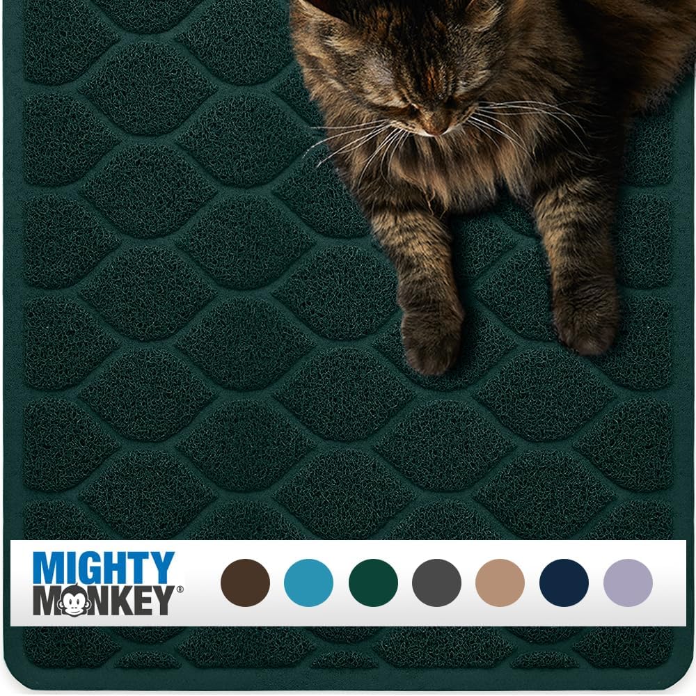 MIGHTY MONKEY Waterproof BPA Free Cat Litter Box Trapping Mat, Easy Clean Floors, Textured Backing, Soft on Sensitive Kitty Paws, Cats Accessories, Less Waste, Stays in Place, 35x23, Slate Gray - Image 15