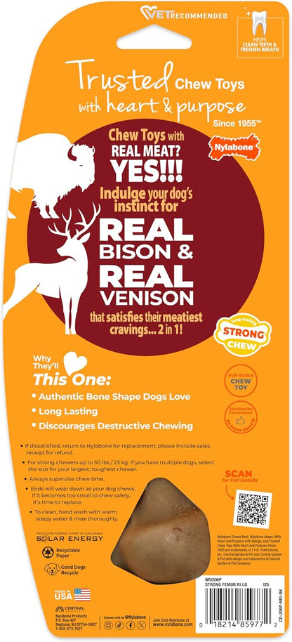 Nylabone Strong Chew Femur Bone Dog Toy Made with Real Bison & Venison, Durable Chew Toys for Aggressive Chewers, Long Lasting Dog Bone, Keeps Dogs Busy, Large Breeds - Up to 50 lbs - Image 9