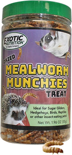 Exotic Nutrition Mealworm Munchies lifestyle pet treat display