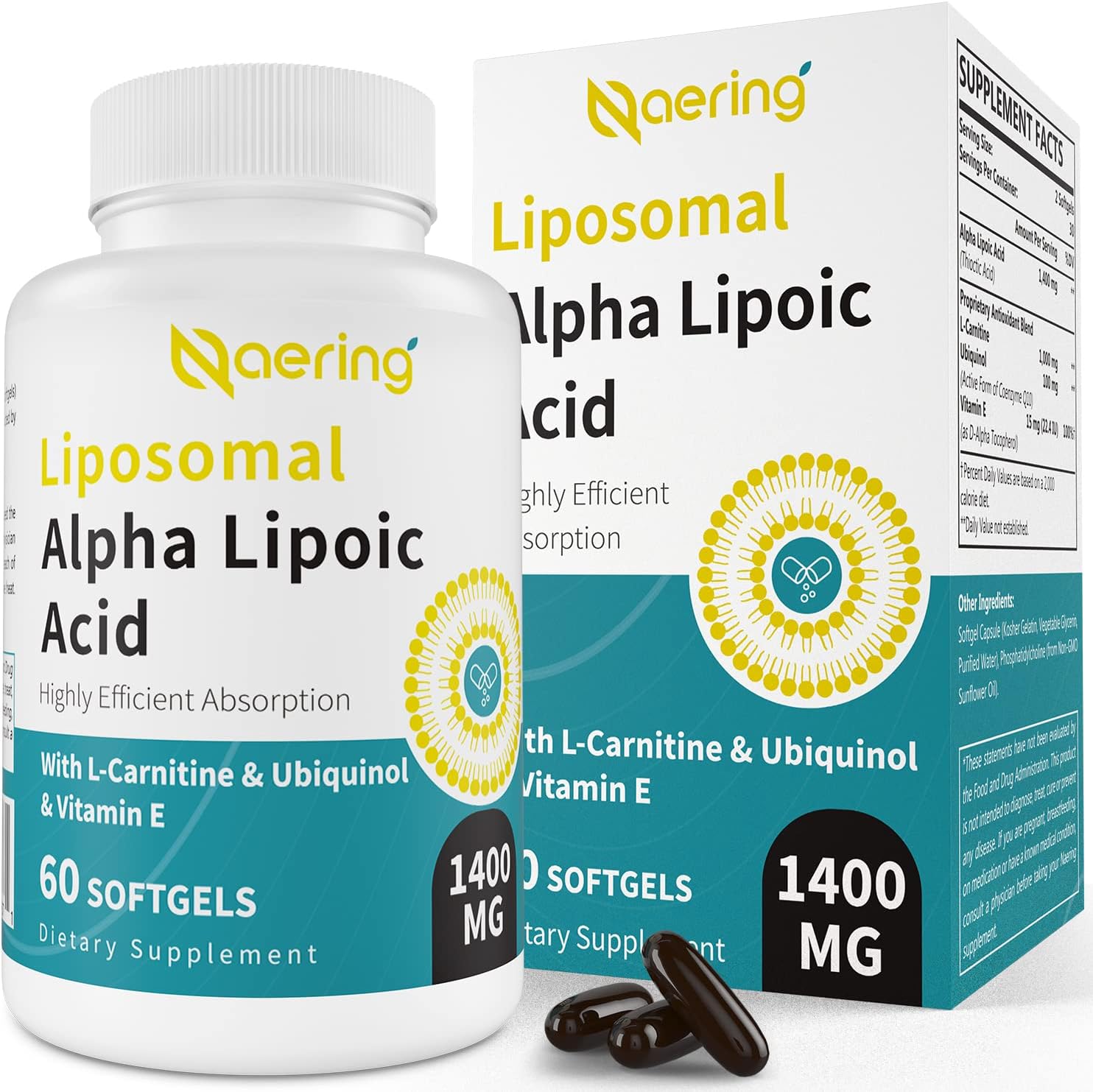 Naering Liposomal Alpha Lipoic Acid 1400mg bottle front view premium antioxidant supplement