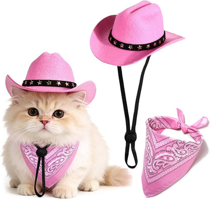 Pet Cowboy Costume, Dog Cowboy Hat with Bandana Scarf, Adjustable Cat Cowboy Hat for Party Cosplay Christmas, Halloween Cowboy Costumes for Small Pet Dogs Cats (Brown, Small) - Image 14