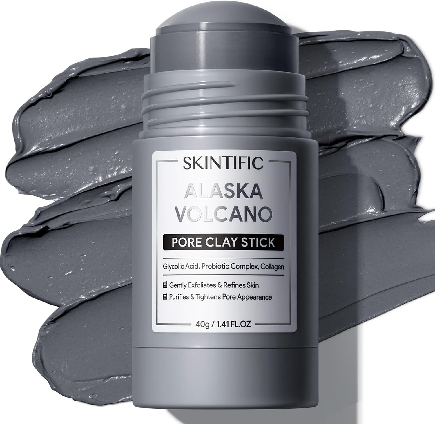 Skintific Alaska Volcano Pore Clay Stick front view for deep pore cleansing