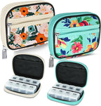 Serfeymi Weekly Travel Pill Organizer Bloom Green front view closed zipper case