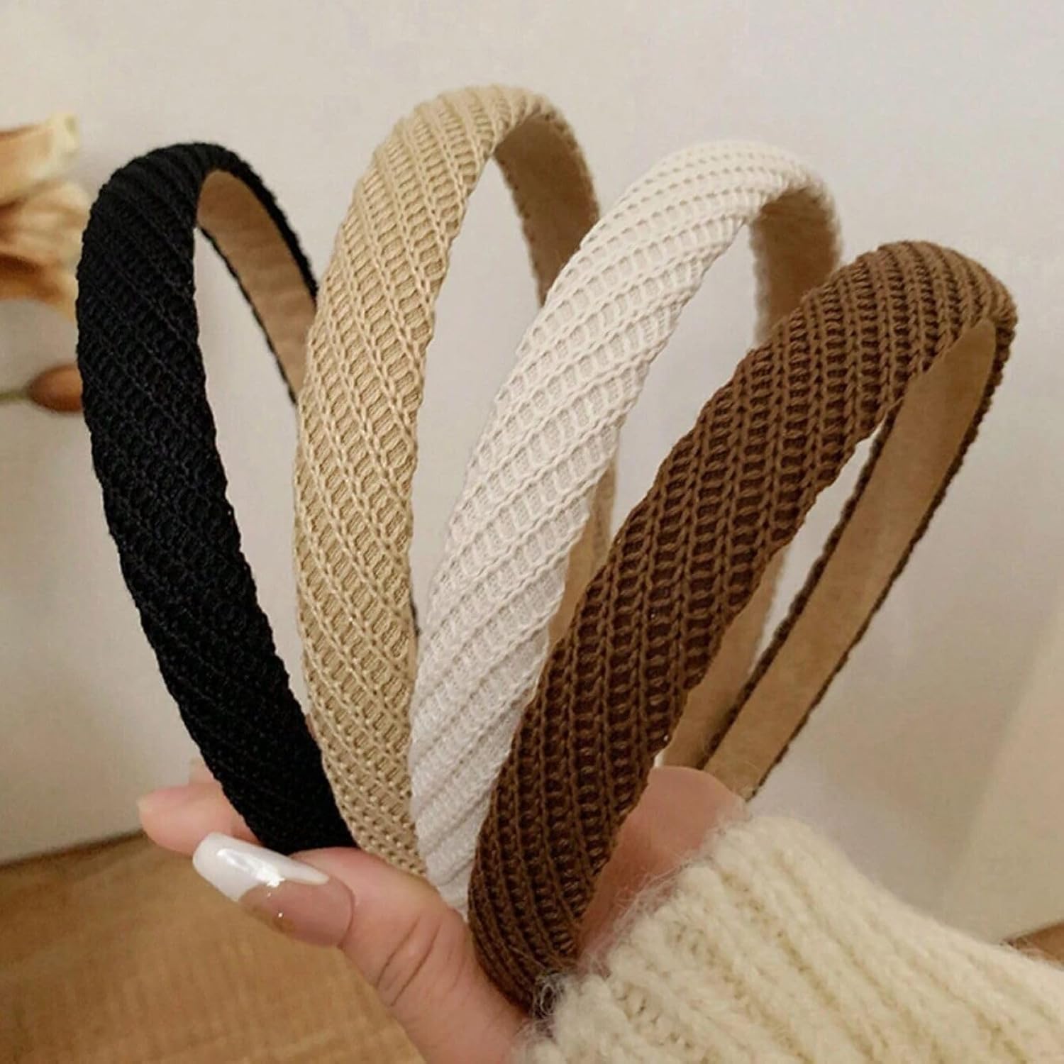 Aibfrid thin knitted headbands 4 pack front view