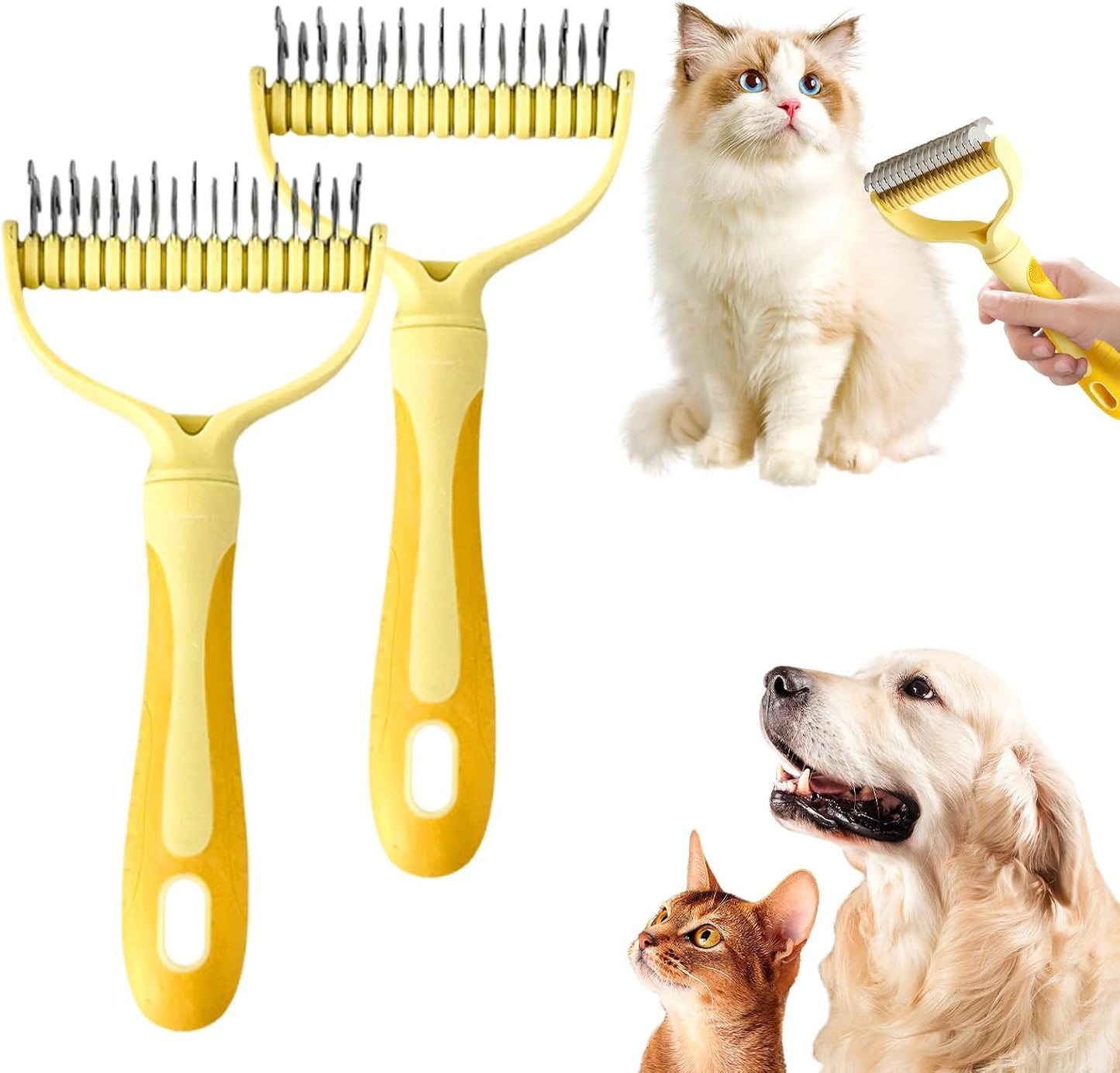 Double-Sided Pet Grooming Brush for Dogs and Cats, 2026 New Dog Deshedding Brush, Dematting Comb Removes Tangles Knots and Loose Fur, Ergonomic Pet Grooming Tool (Blue) - Image 10