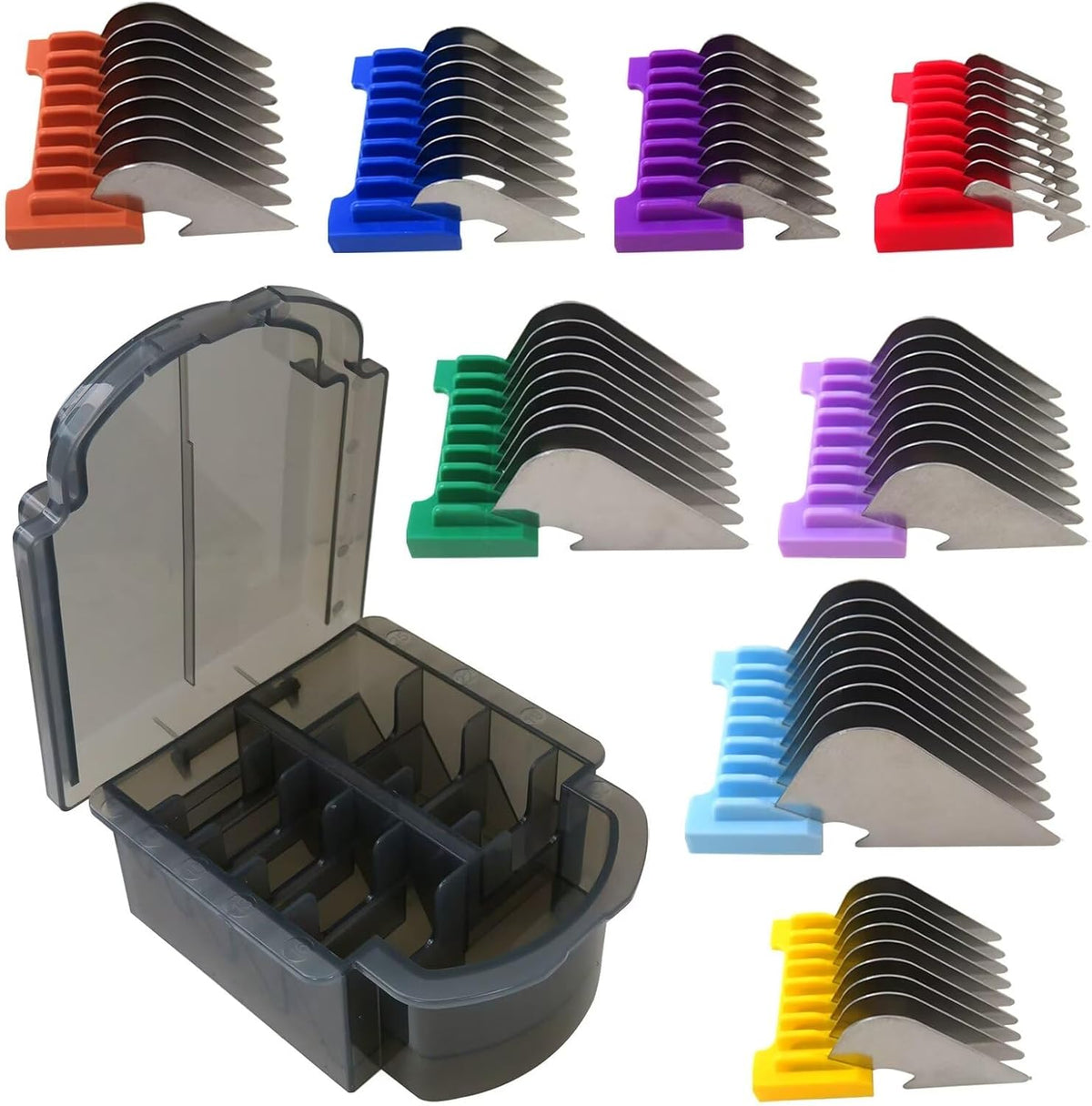 BESTBOMG animal stainless steel attachment guide comb front view premium pet grooming tools