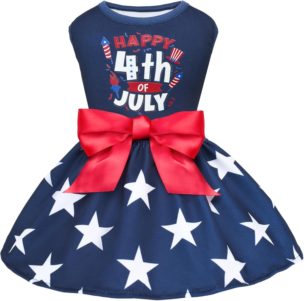 Under belly view of the patriotic dog skirt demonstrating the comfortable stretch band