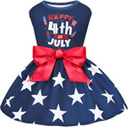 Under belly view of the patriotic dog skirt demonstrating the comfortable stretch band