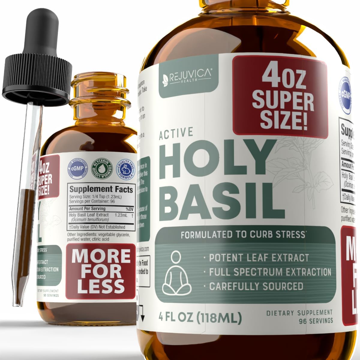 Rejuvica Health Active Holy Basil 4 fluid ounce bottle front view