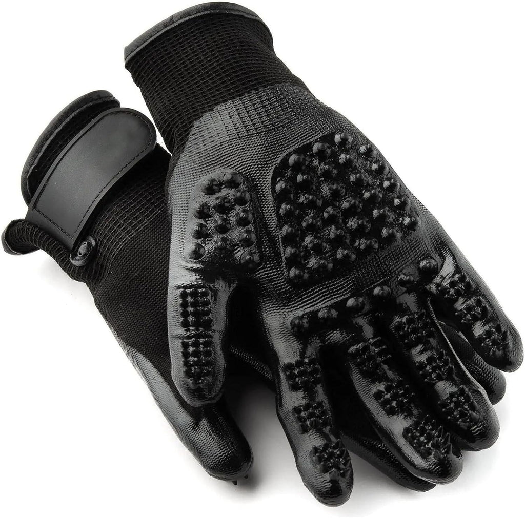 Easy hair removal demonstration from grooming glove