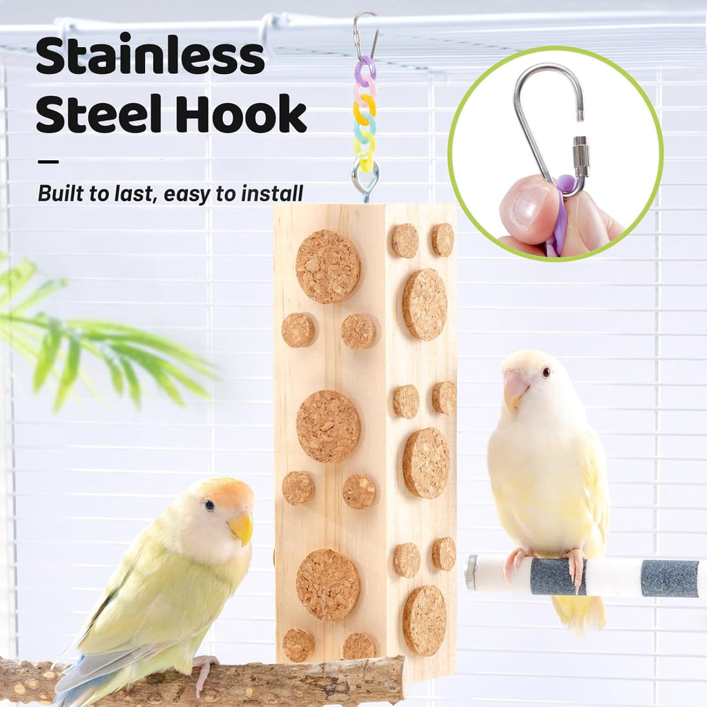 Built-in metal hook detail on the Jons Nty hanging bird toy