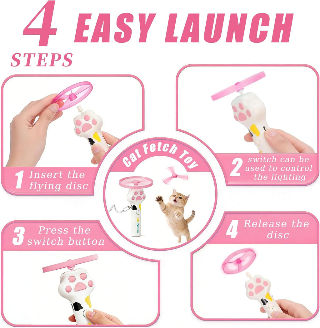 Rechargeable flying disc launcher for cats with paw shaped handle