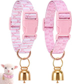 2 Pack Goat Collars with Bells, Sheep Grazing Copper Bells and Adjustable Nylon Collar Set Loud Bronze Bell Small Farm Animal Sheep Cow Accessories(Blue, White,Plaid Pattern) - Image 9