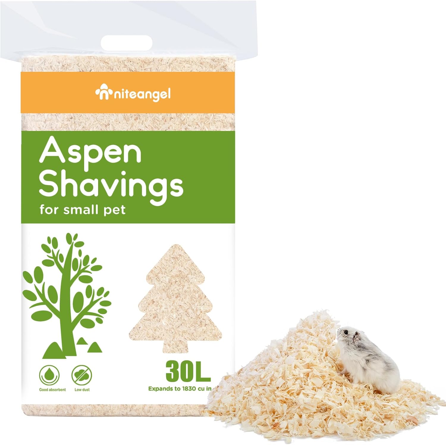 Niteangel Aspen Shaving Hamster Beddings for Syrian Dwarf Hamster Gerbil Mice Degu Rat Rabbit Bunny Guinea Pig Chinchilla Hedgehog or Other Small Pets (65L - Mini) - Image 13