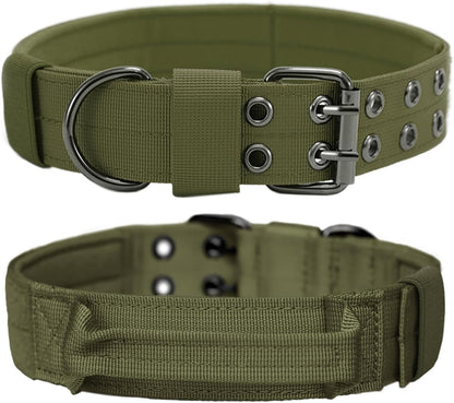 Tactical Dog Collar Military Adjustable Dog Collars Soft Nylon Training Collar with Patch Heavy Duty Metal Buckle Collars for Medium Large Dogs (Black, L) - Image 12