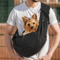Generic black small dog sling carrier front view