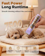 Veeconn quiet pet nail grinder attachment smoothing a small dog's claws safely.