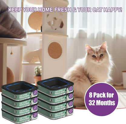 Lisyee premium cat litter refills pack demonstrating how to cut and tie the continuous tube bag.