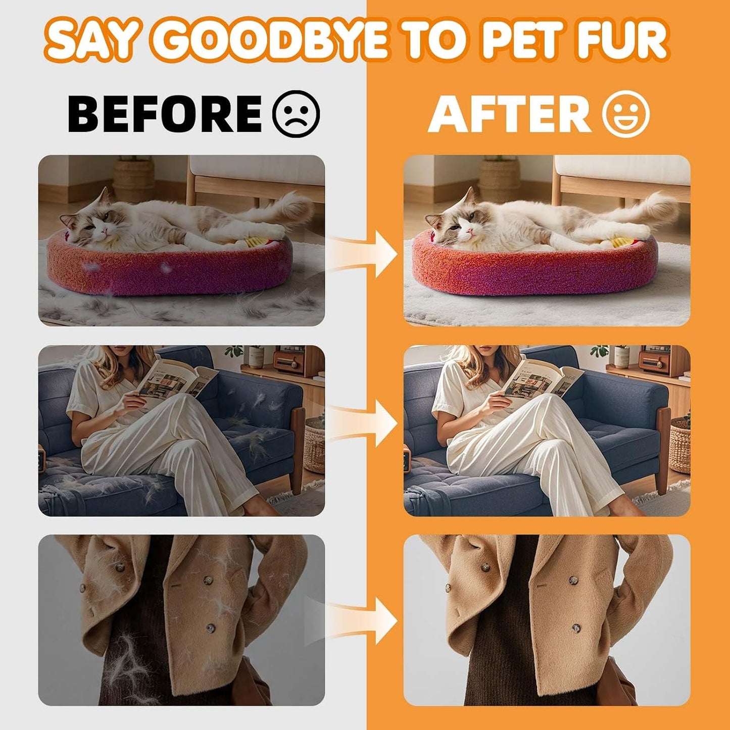 Huvamind reusable pet fur catcher glove reverse mesh texture