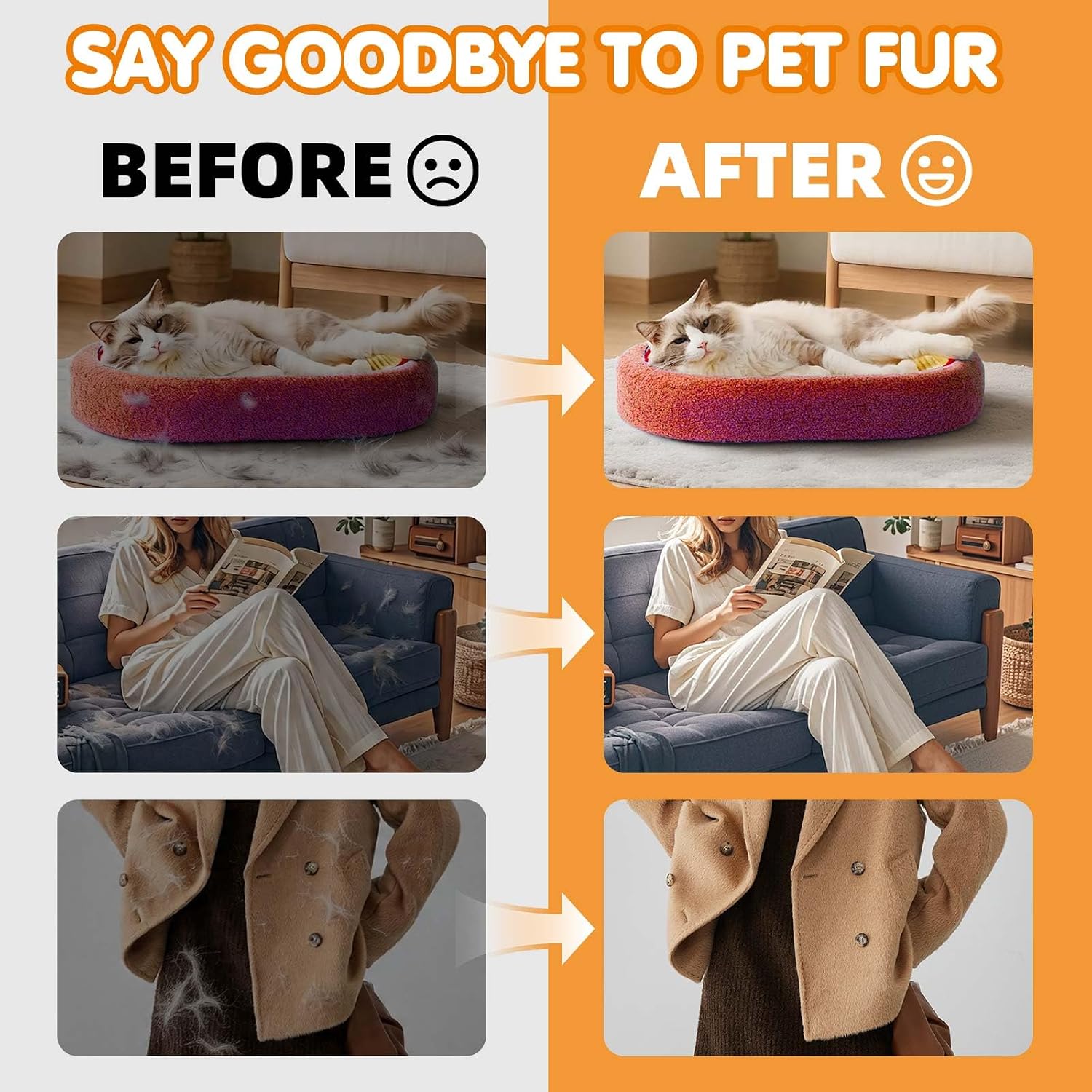 Huvamind reusable pet fur catcher glove reverse mesh texture