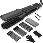 Home Centre 4-in-1 hair crimper set front view showing interchangeable tourmaline ceramic plates for professional styling