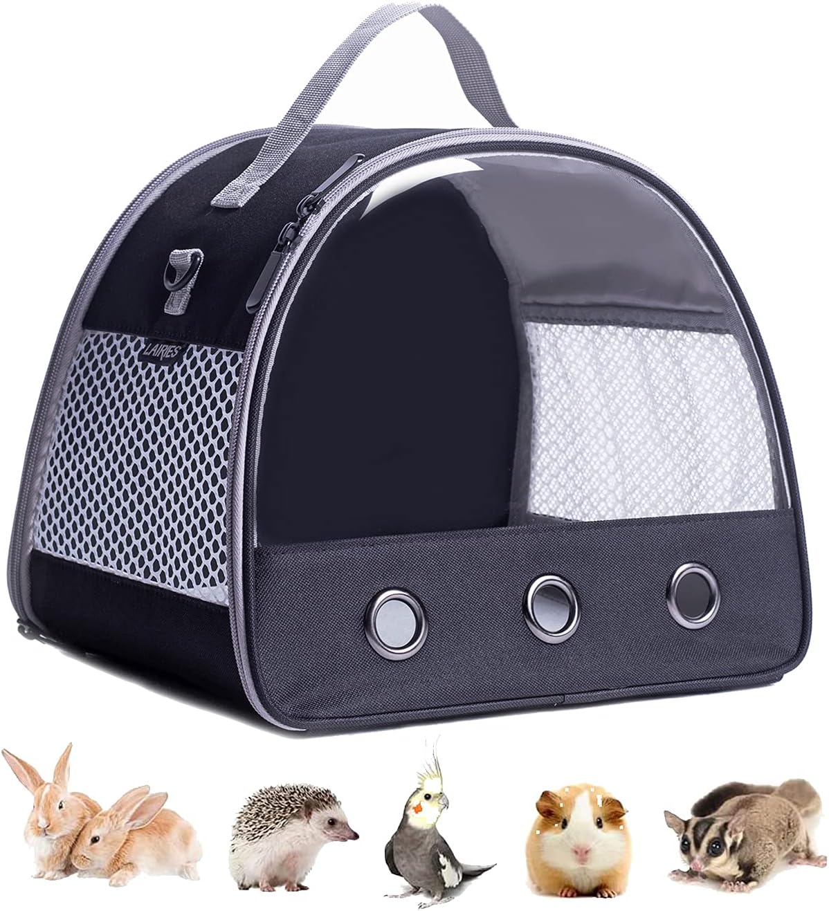 Guinea Pig Carrier Backpack, Clear Bubble Window Backpack for Guinea Pig, Bunny Rat Bird (Black, Carrier) - Image 1