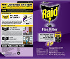 Back label of Raid sixteen ounce flea and tick spray showing usage instructions