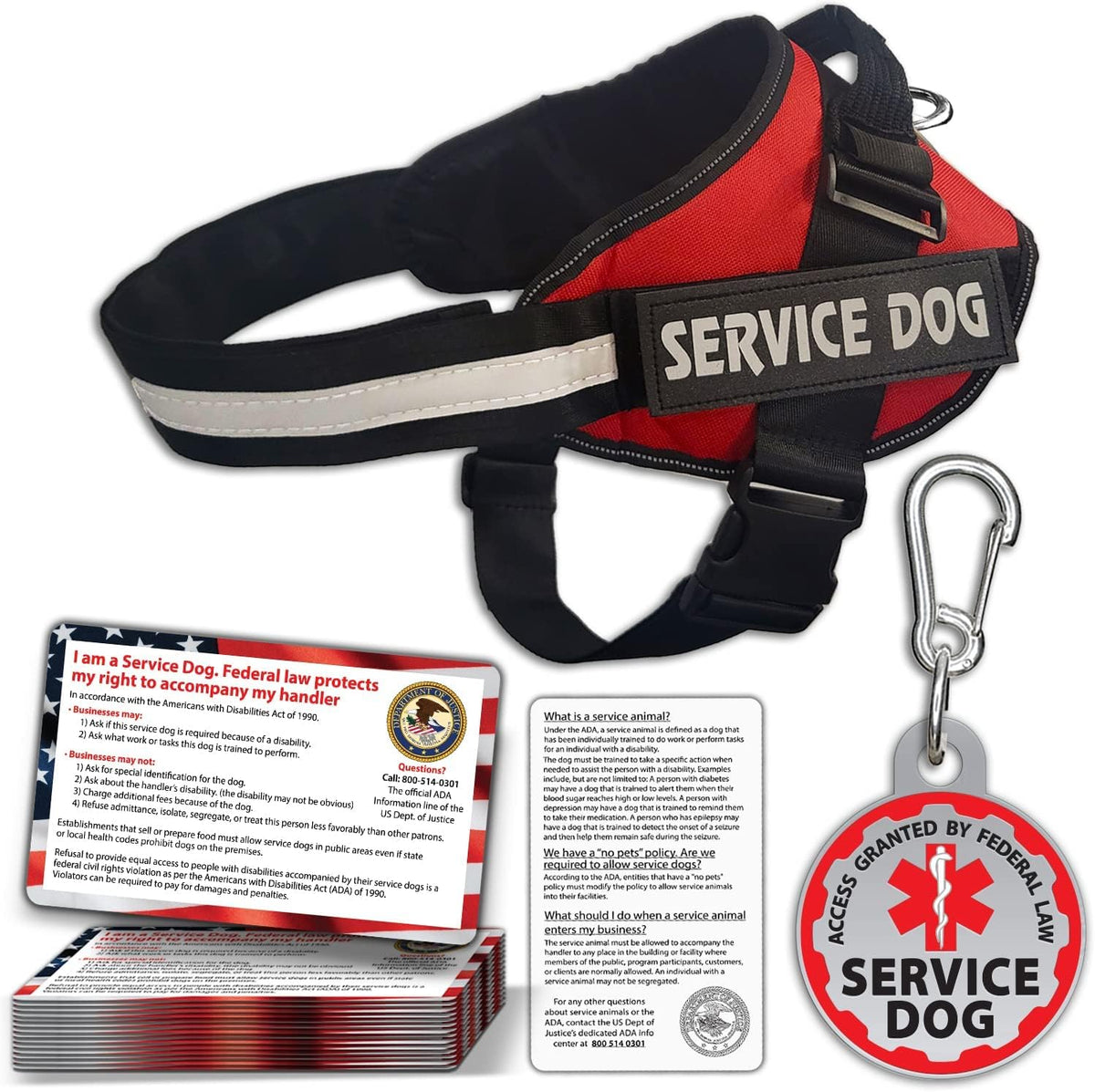 Pelto service dog vest harness set front view with reflective straps.