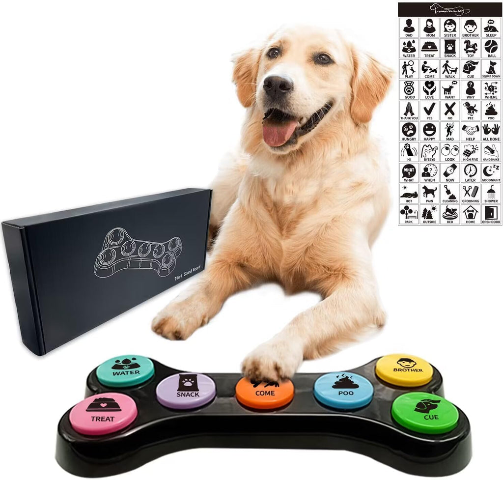 RIBOSY 7 in 1 dog talking button set front view on floor