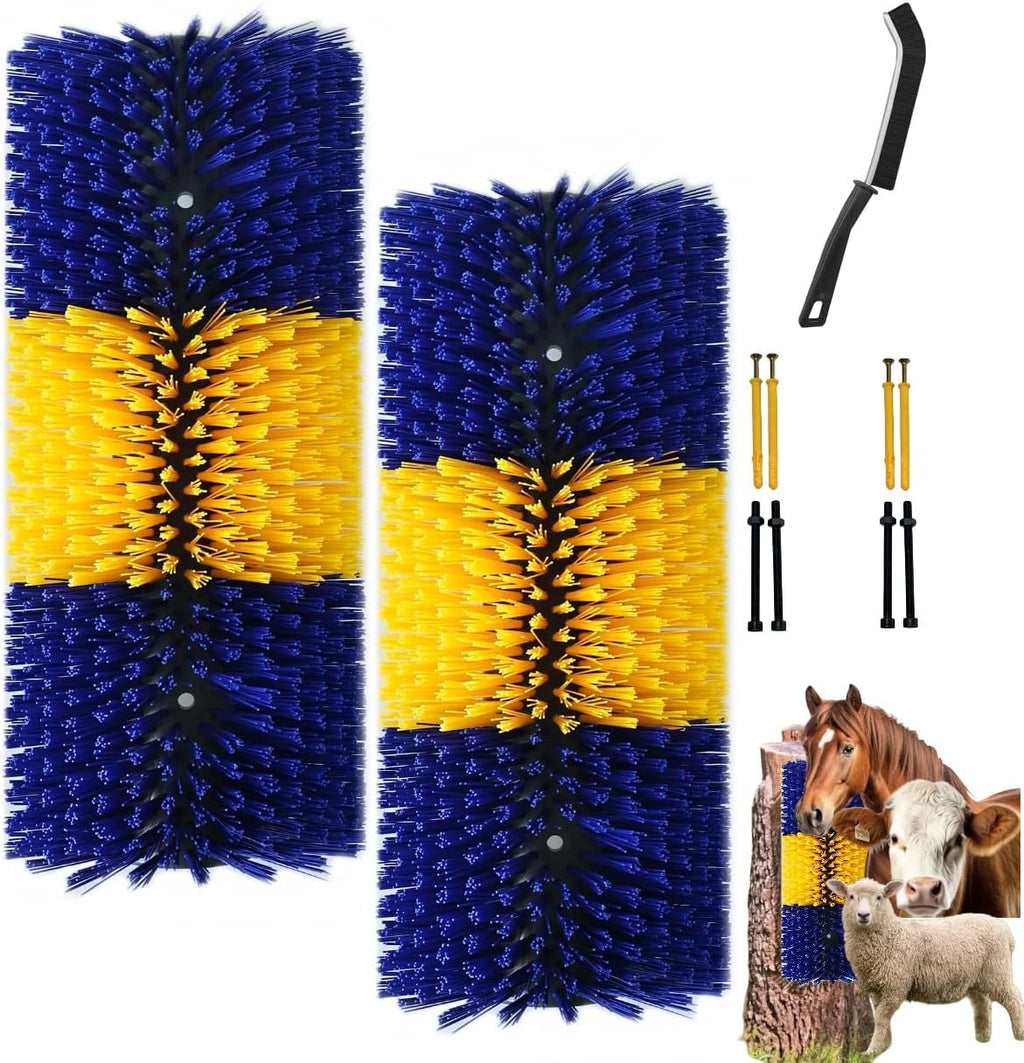 2PCS Livestock Scratching Brush, Goat Scratcher Post with Cleaning Brush, Grooming and Massage Brushes for Horse Cow Sheep, Animal Itch Relief and Back Scratcher - Image 10