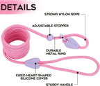 Six feet pink slip leash loop demonstrating the behavior correction mechanism for medium dogs.