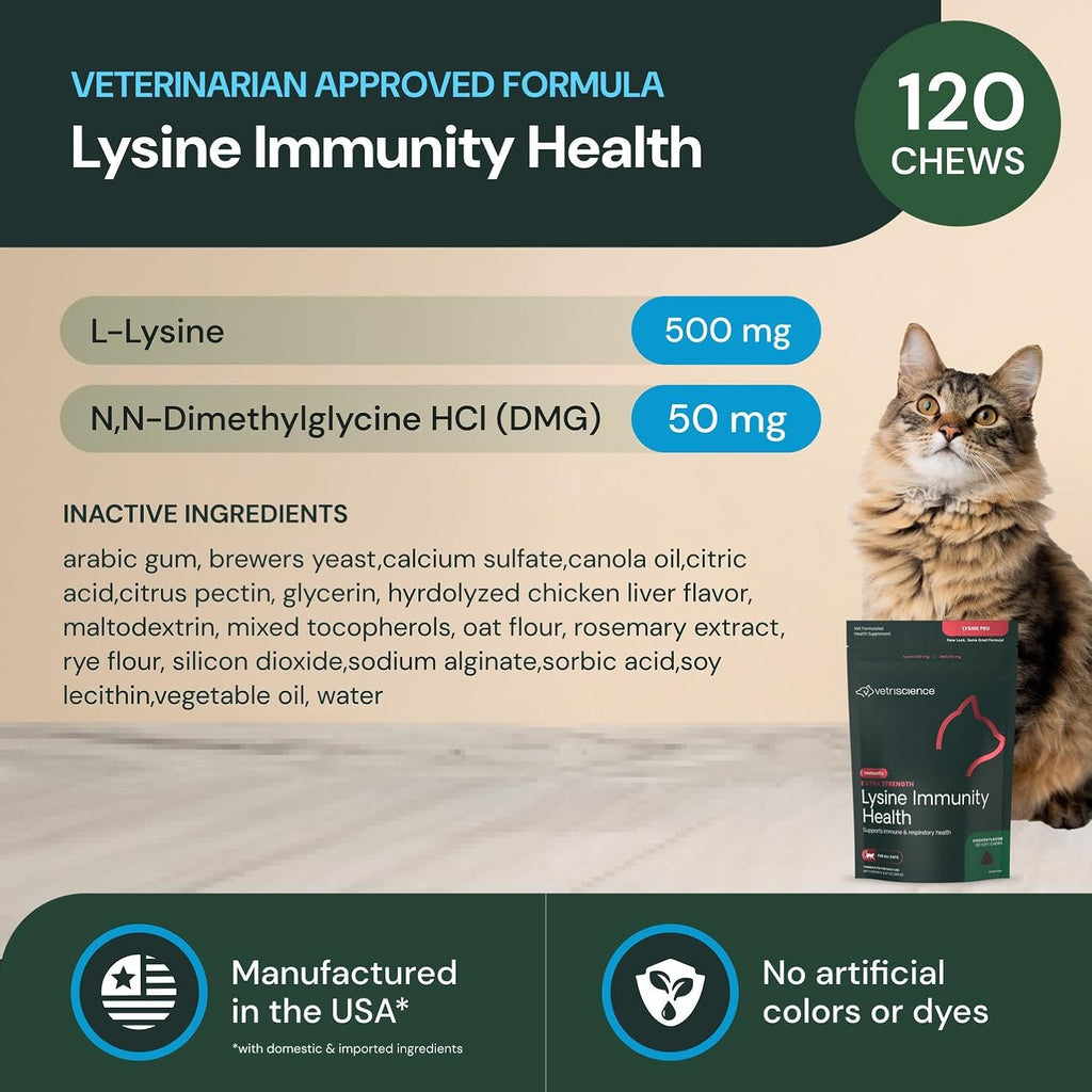 USA imported VetriScience lysine cat immunity chews side view details