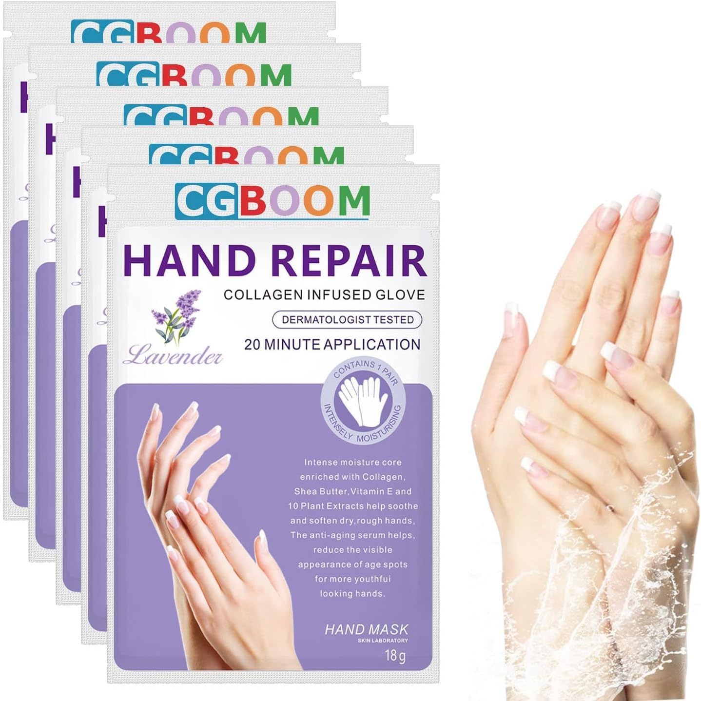 Awiwtobq exfoliating hand mask gloves 5 pack front view