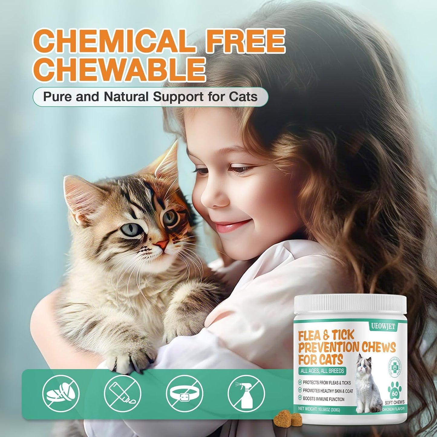 USA imported flea and tick supplement for cats label detail