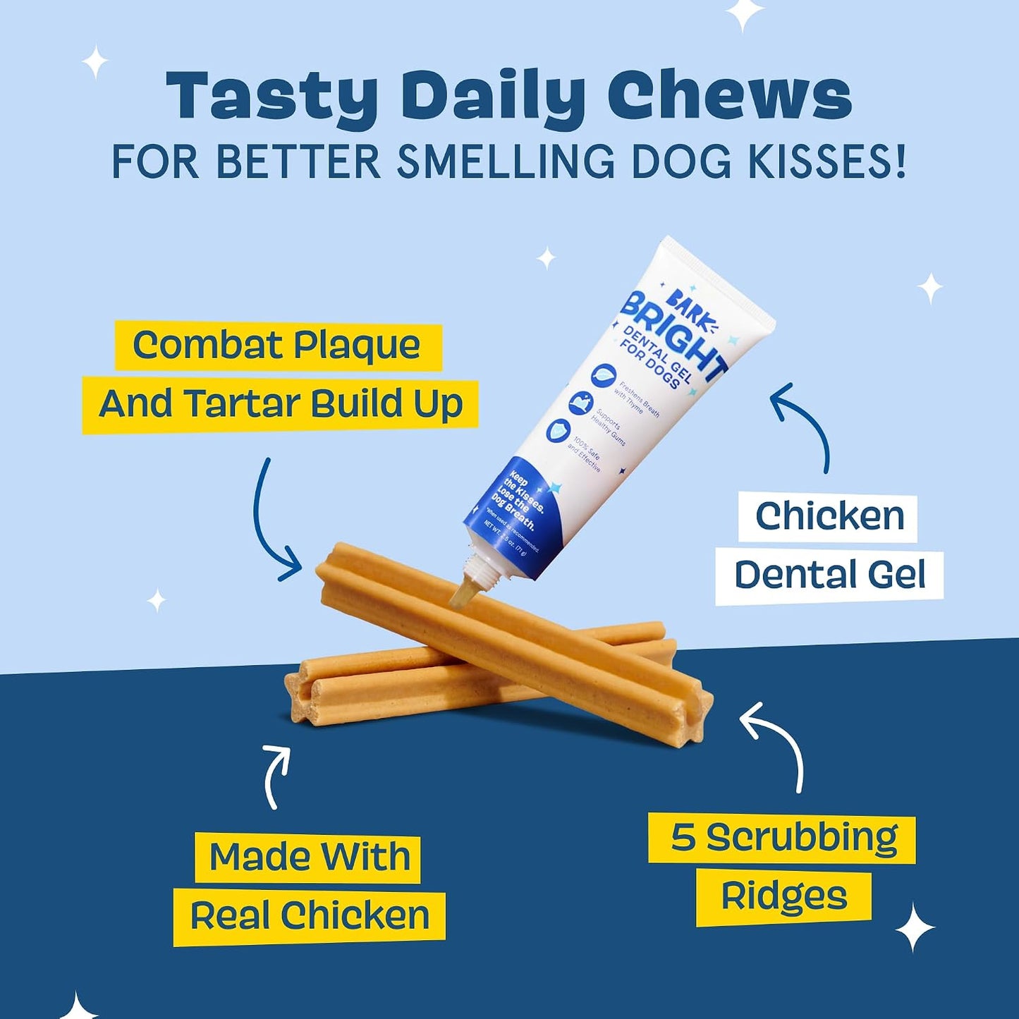 Barkbox Bright dental chew sticks with toothpaste gel tube